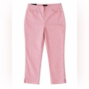 Mario Serrani Italy Red & Ivory Striped Comfort Stretch Capri Pants Size M NWT